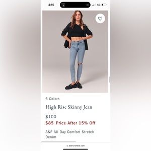 Abercrombie & Fitch “The Skinny High Rise” Jean